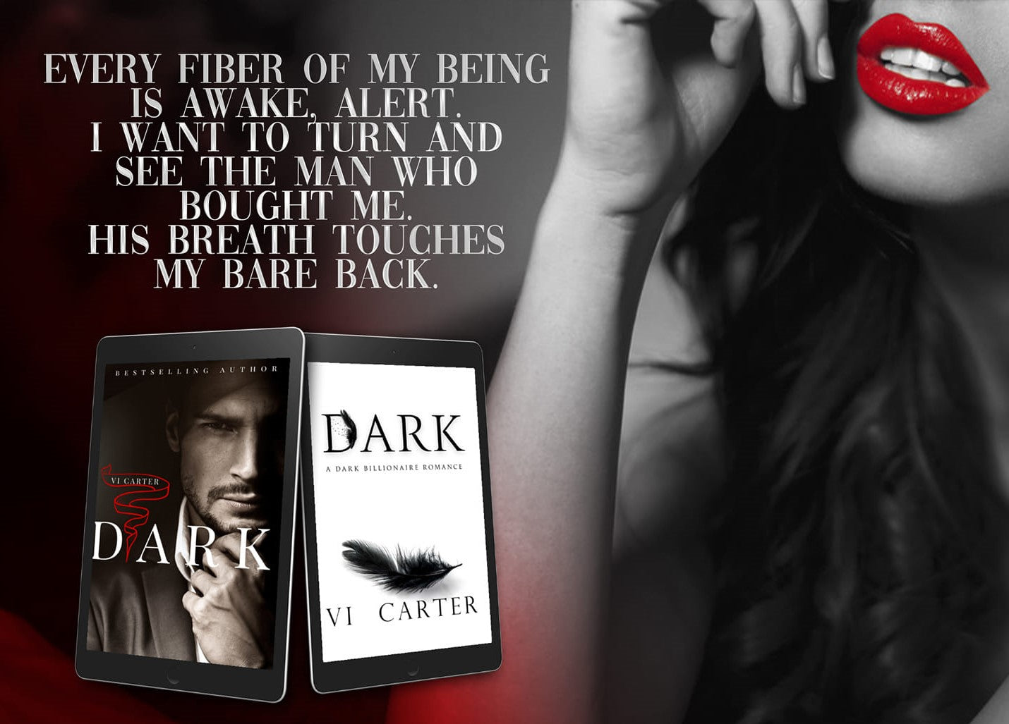 DARK book cover by Vi Carter – dark romance with shadowed figure