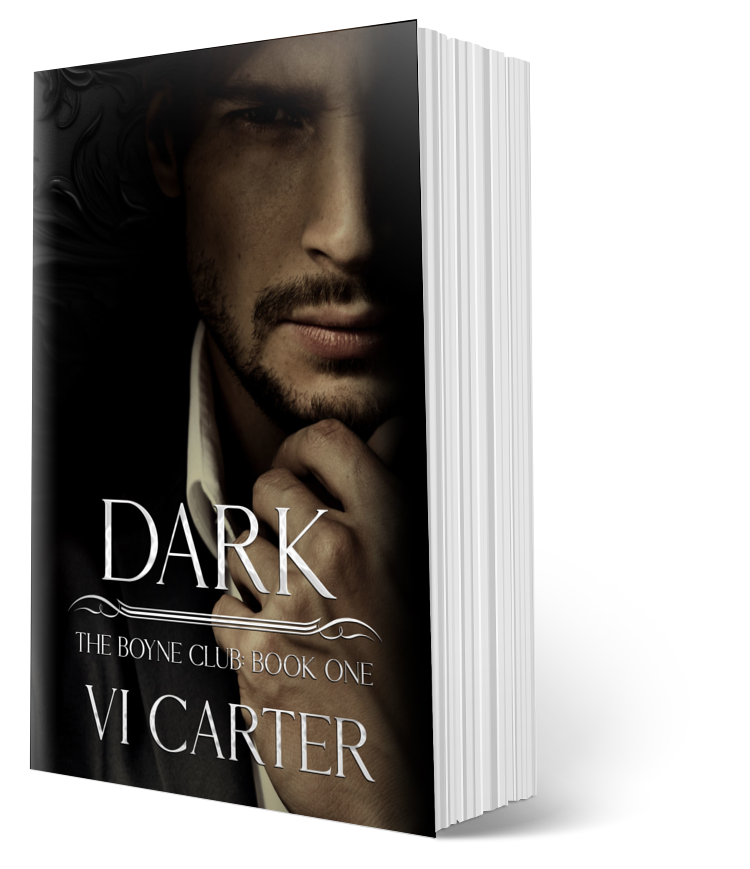 DARK book cover by Vi Carter – dark romance with shadowed figure