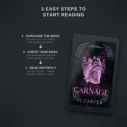 Instructions for starting to read a book titled 'Carnage' by VI Carter on a dark background.