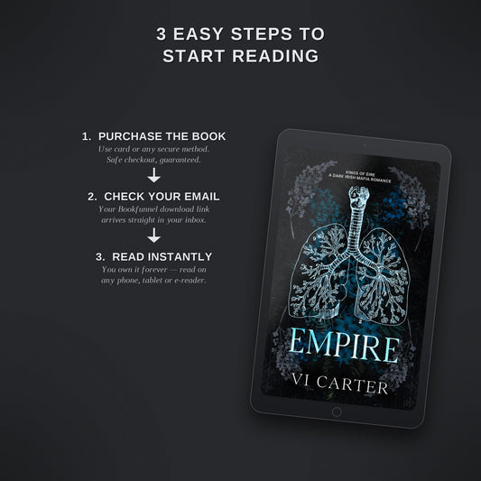 Digital book cover of 'Empire' by Vi Carter on a tablet with text on how to start reading.