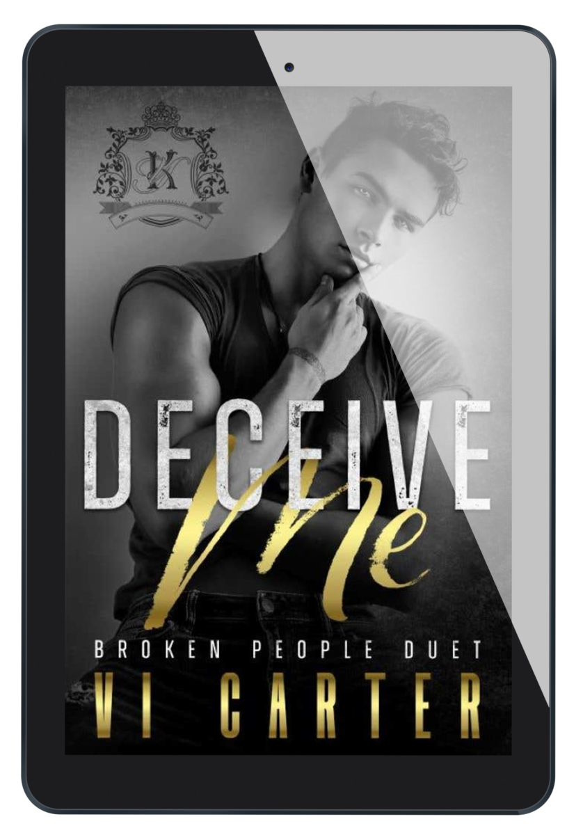 Ebook cover of 'Deceive Me' by VI Carter on a tablet screen