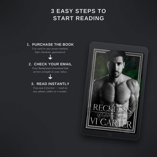 Digital book cover of 'Reckless' by Vi Carter on a tablet with text on how to start reading.
