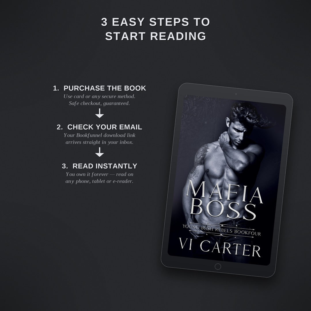 Promotional graphic for 'Mafia Boss' by Vi Carter with steps to start reading on a dark background.