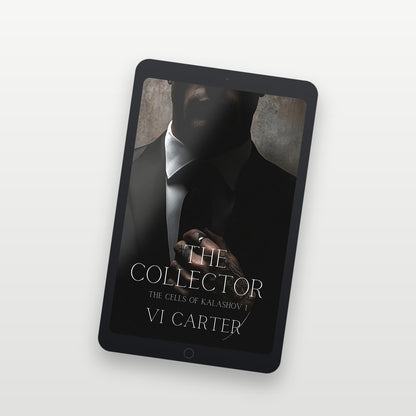 Ebook cover of 'The Collector' by VI Carter on a tablet screen