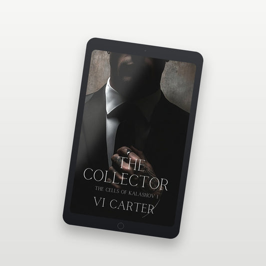 Ebook cover of 'The Collector' by VI Carter on a tablet screen
