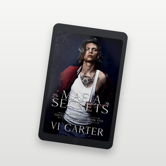 Ebook cover of 'Mafia Secrets' by Vi Carter on a tablet screen