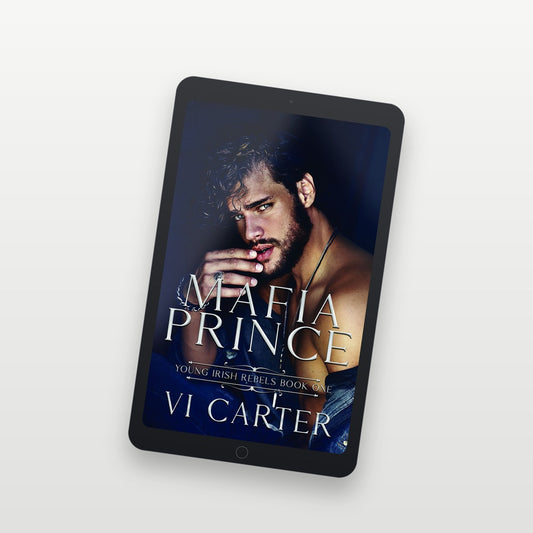 Ebook cover of 'Mafia Prince' by VI Carter on a tablet screen.