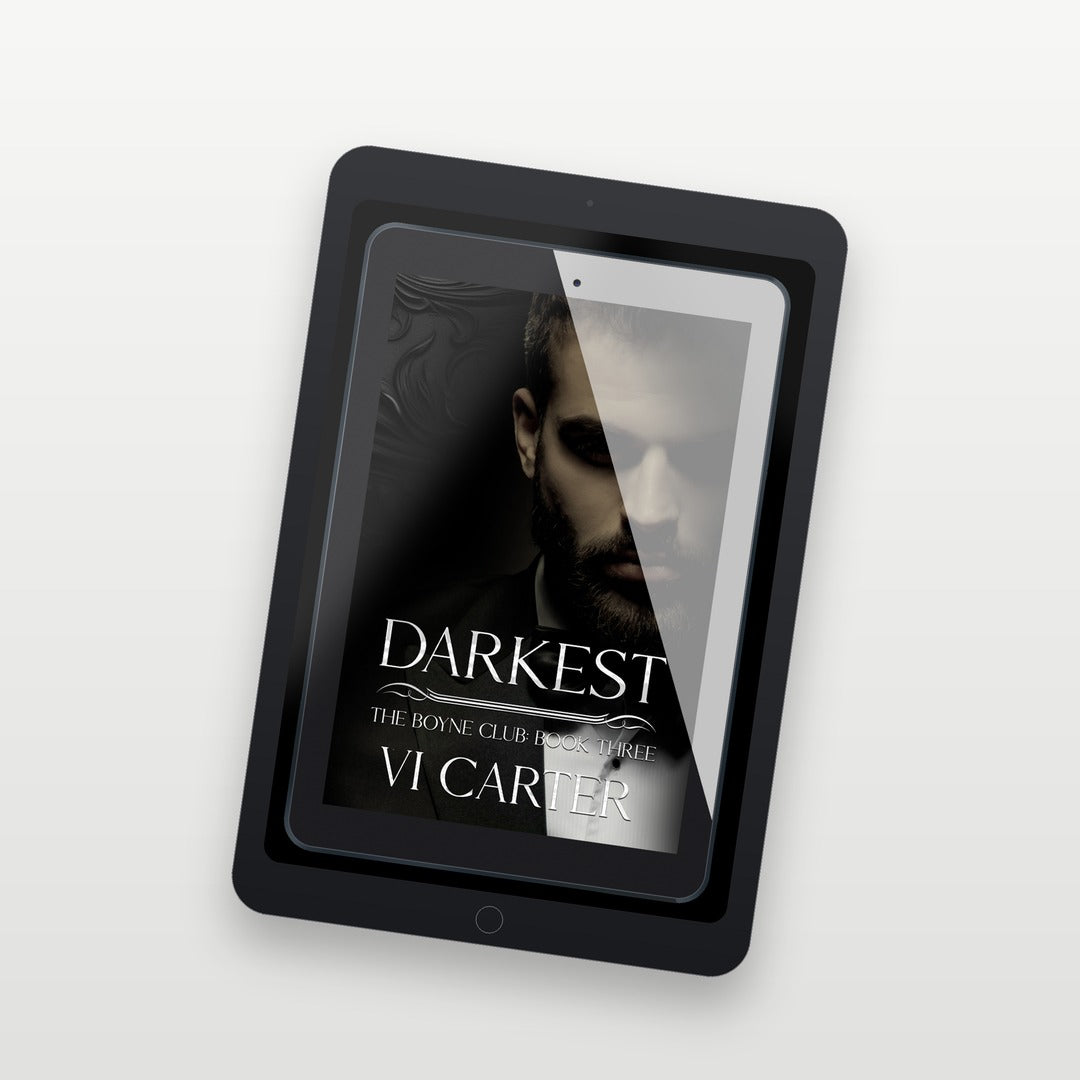 E-reader displaying the cover of 'Darkest' by Vi Carter on a white background