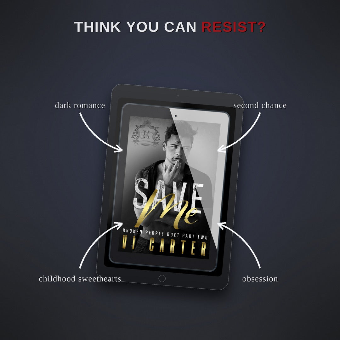 E-reader displaying a book cover with text on a dark background