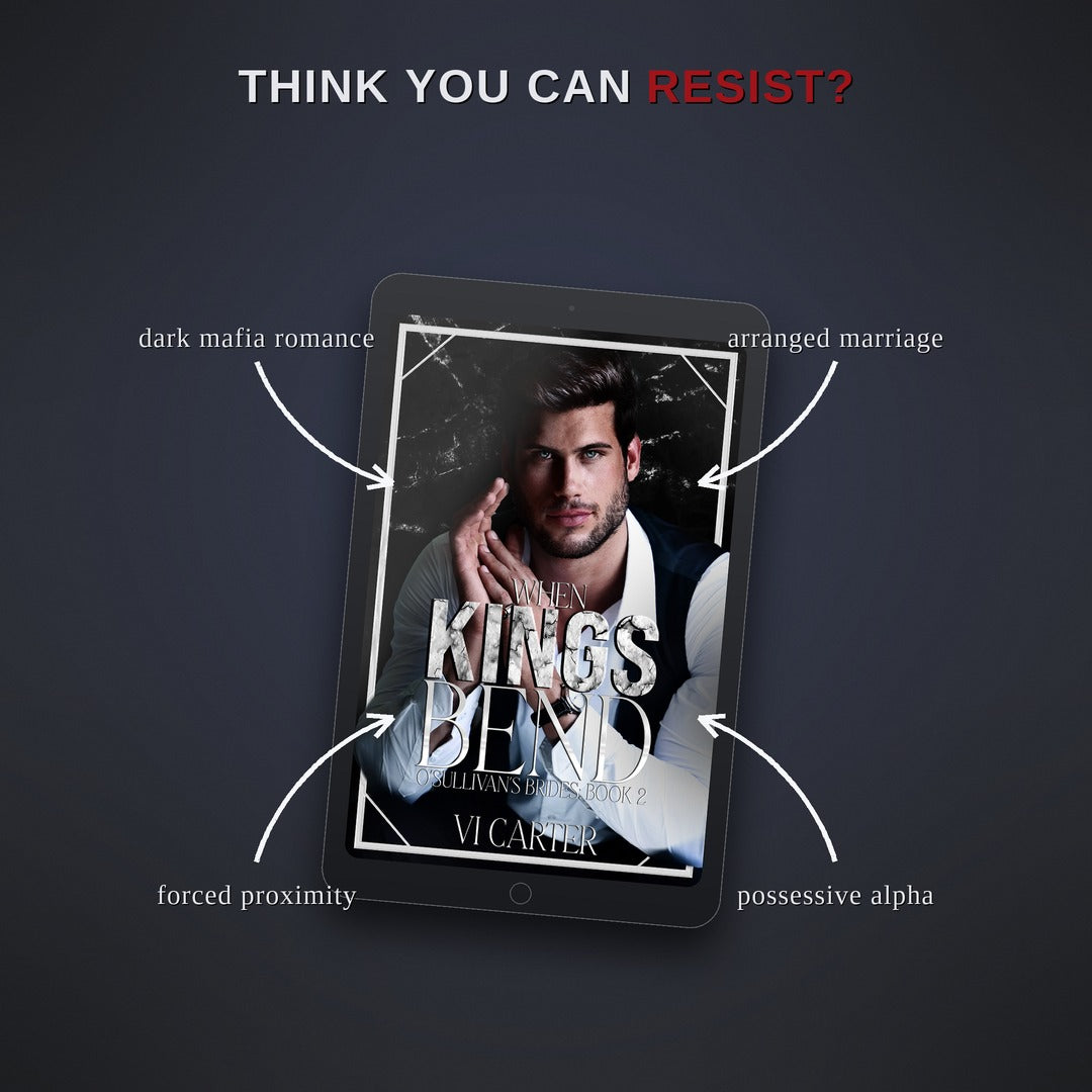 E-book cover of 'Kings Bend' by Vic Carter on a tablet with promotional text on a dark background