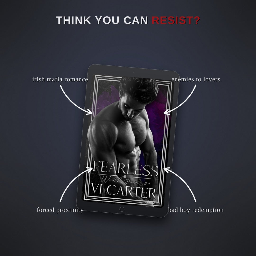 Book cover of 'Fearless' by Vi Carter on a tablet with promotional text on a dark background