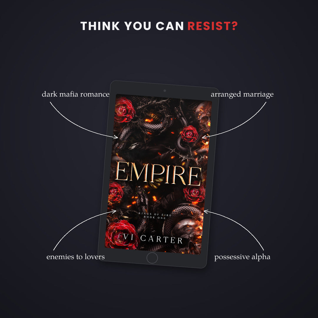 Ebook cover of 'Empire' by Vi Carter on a dark background with text describing themes.
