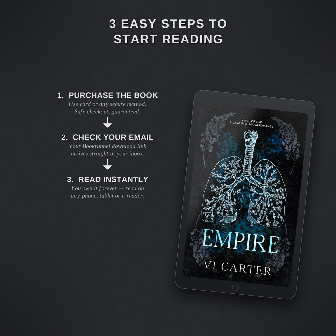 Digital book cover of 'Empire' by Vi Carter on a tablet with text on how to start reading.