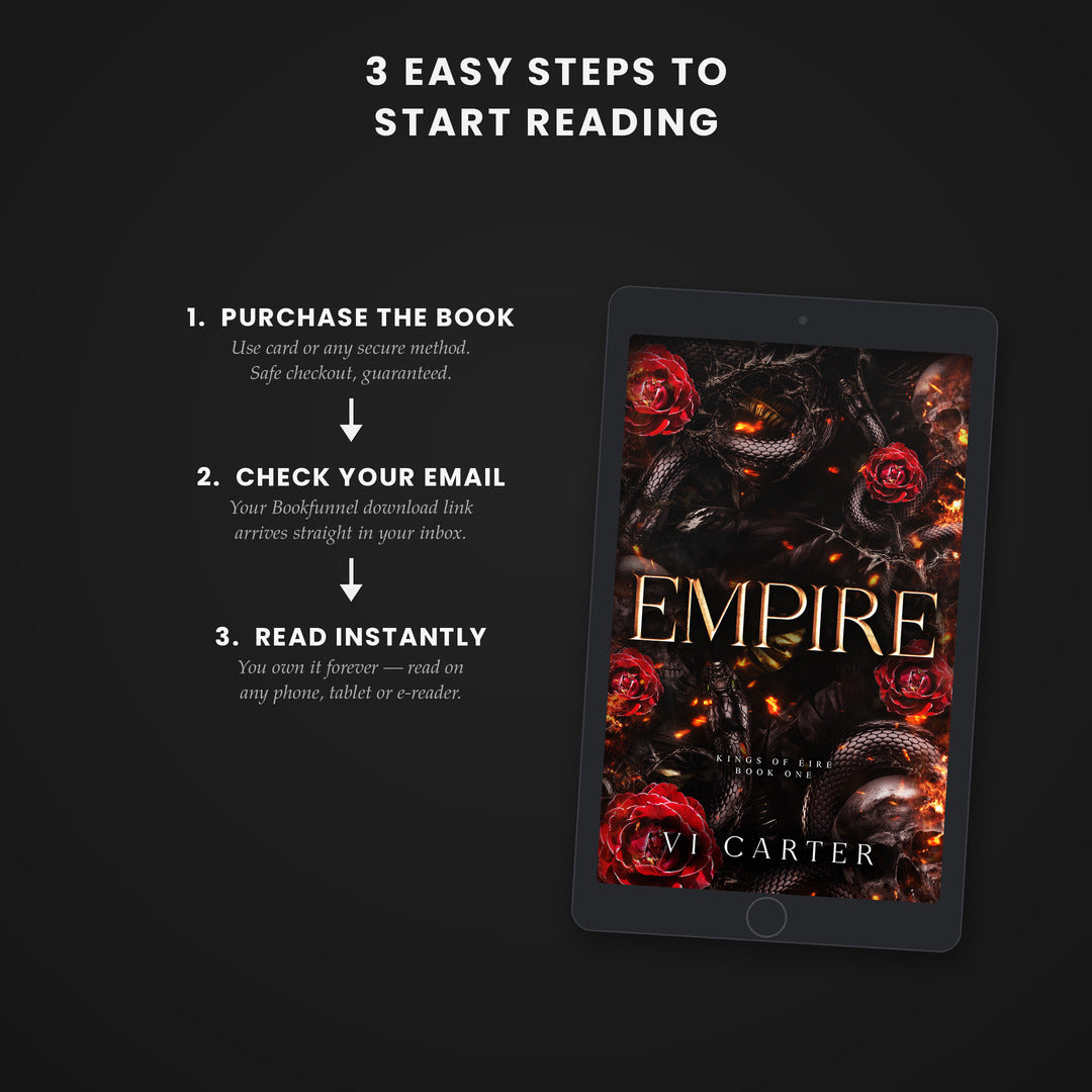 Digital book cover of 'Empire' by Vi Carter on a tablet with text on how to start reading.