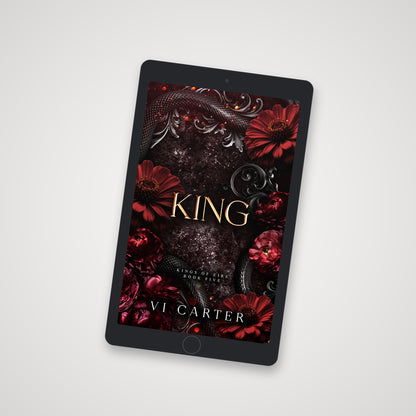 Ebook cover of 'King' by Vi Carter on a tablet screen