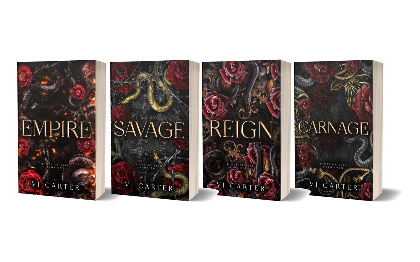 Kings of Éire paperback bundle by Vi Carter — Empire, Savage, Reign and Carnage paperbacks