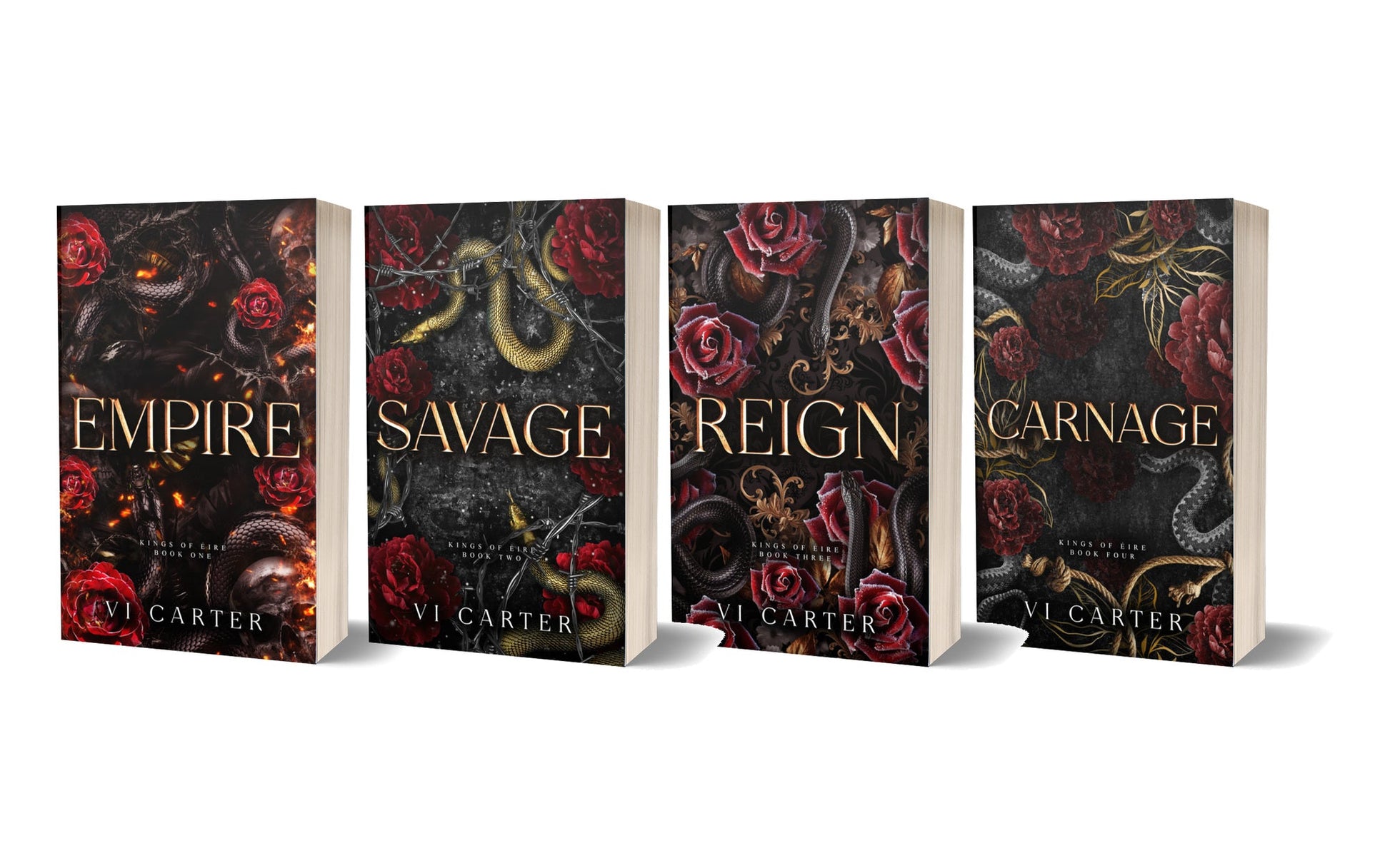 Kings of Éire paperback bundle by Vi Carter — Empire, Savage, Reign and Carnage paperbacks