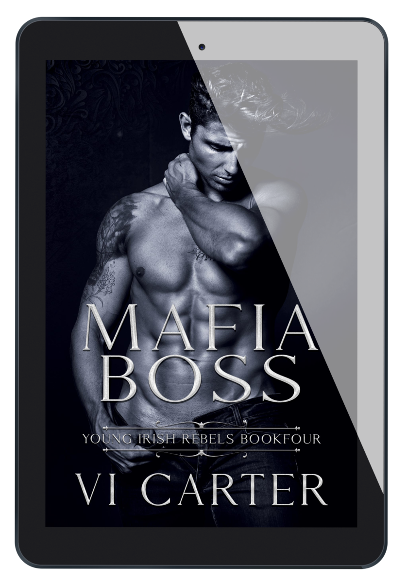 Ebook cover for 'Mafia Boss #4' featuring a man with a serious expression, gazing off to the side. The title and author's name, Vi Carter, are displayed prominently.
