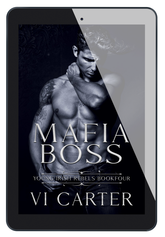 Ebook cover for 'Mafia Boss #4' featuring a man with a serious expression, gazing off to the side. The title and author's name, Vi Carter, are displayed prominently.