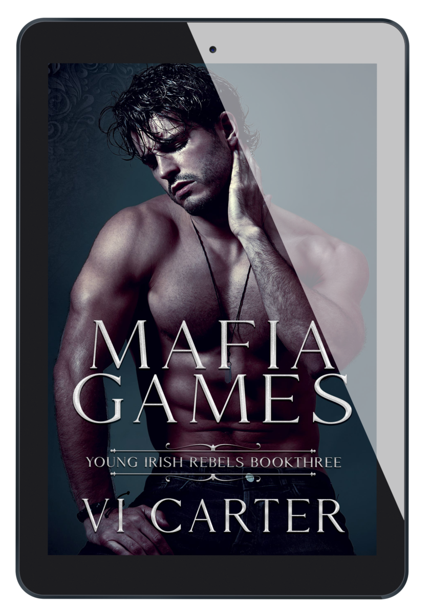 Ebook cover of 'Mafia Games #3' featuring a male character with a serious expression, title and author name displayed on the screen.