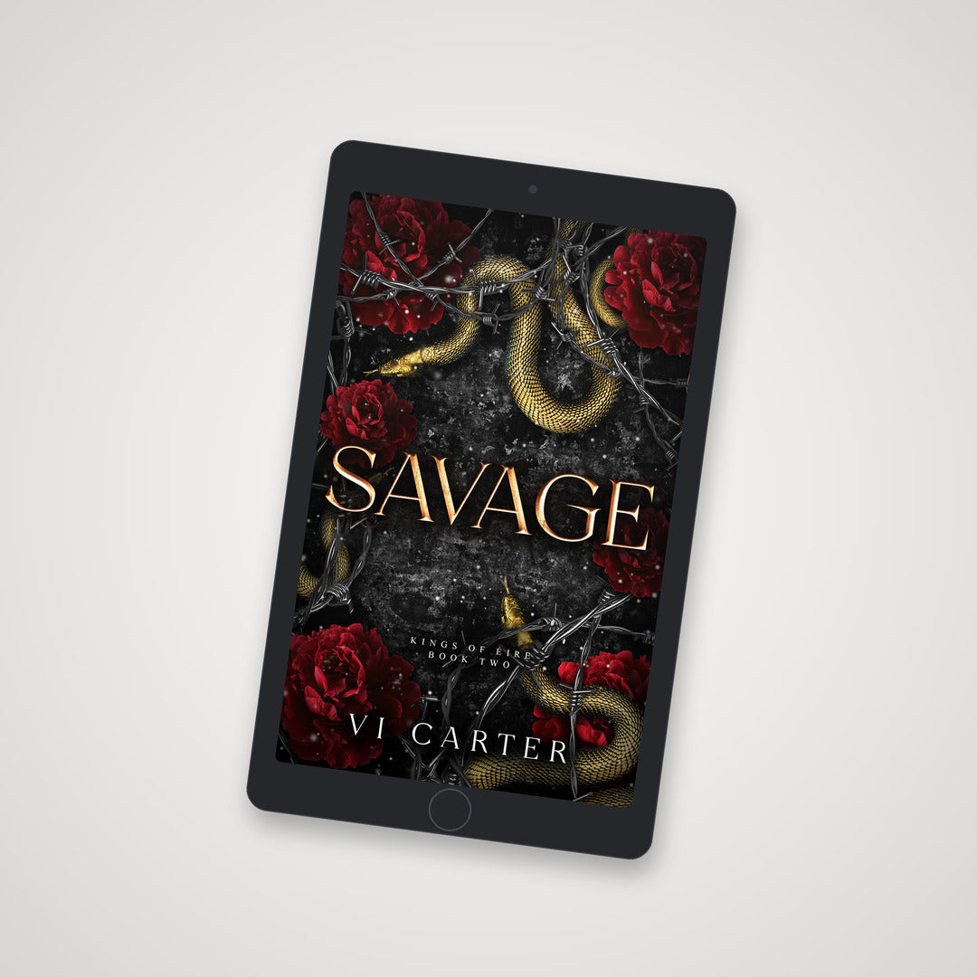 Ebook cover of 'Savage' by Vi Carter on a tablet screen