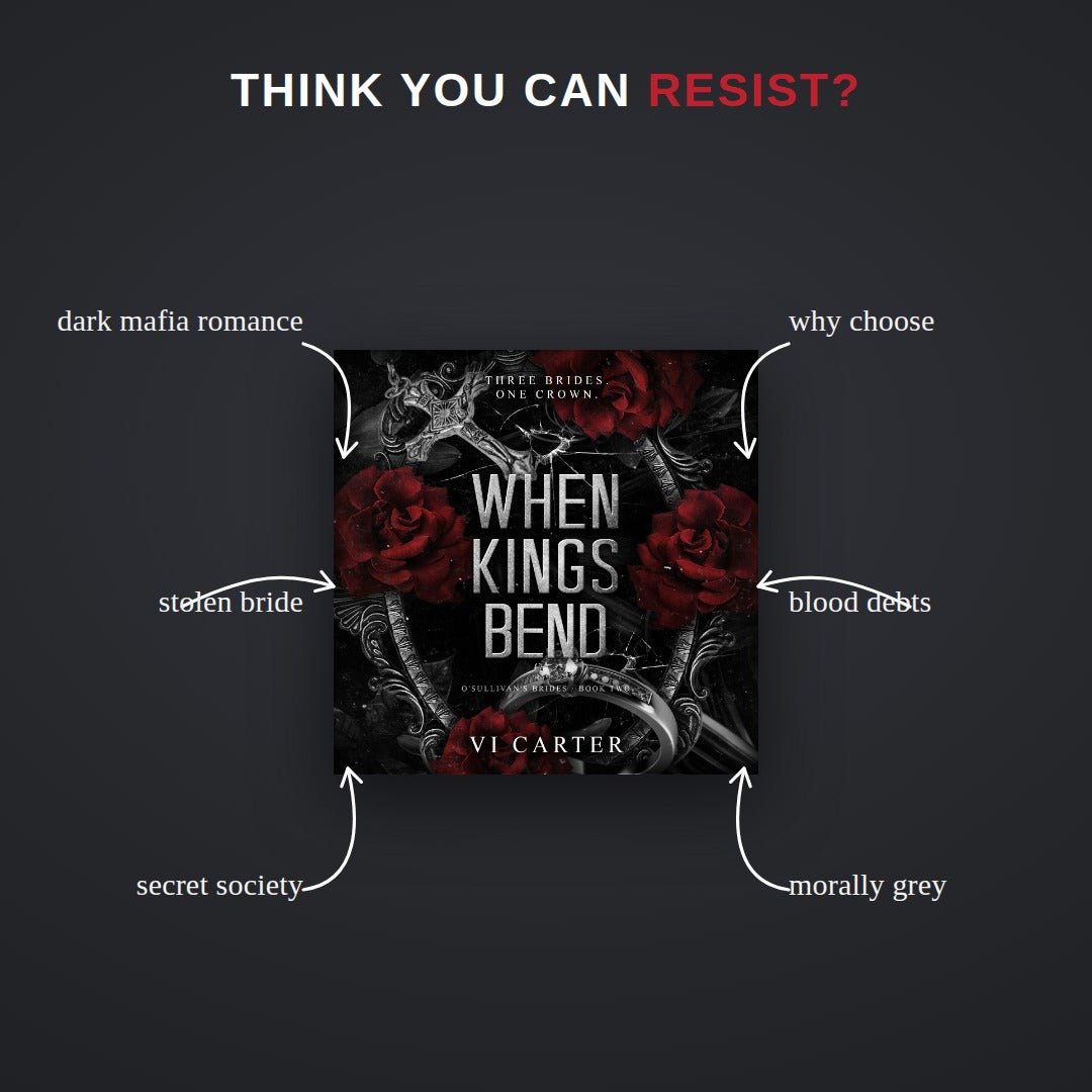 Tropes in When Kings Bend — dark mafia romance, why choose, stolen bride, blood debts, secret society, morally grey