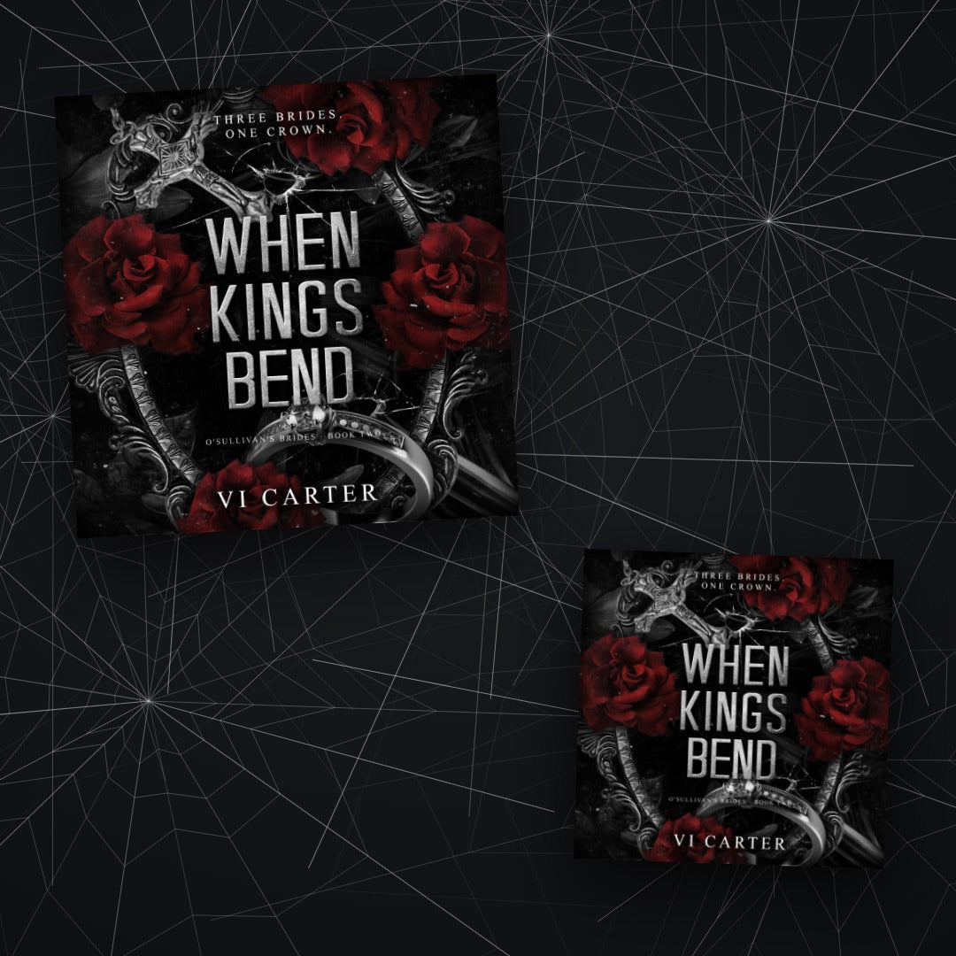 When Kings Bend by Vi Carter — audiobook cover against cracked glass