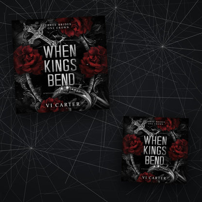 When Kings Bend by Vi Carter — audiobook cover against cracked glass
